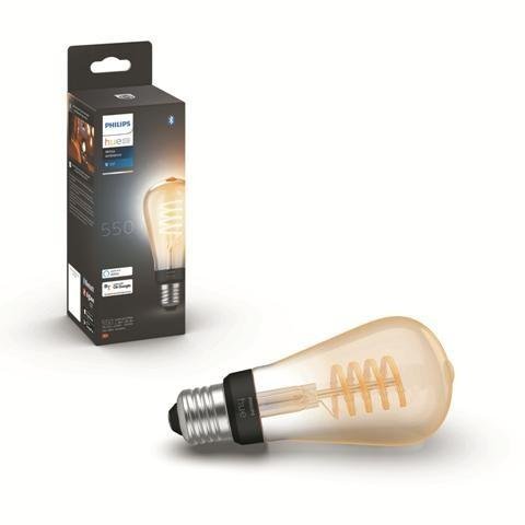 Philips Hue Bluetooth LED White Ambiance filamentová žárovka 8719514301467 E27 ST64 7W 550lm 2200-4500K černá, stmívatelná Studená bílá