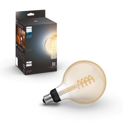 Philips Hue Bluetooth LED White Ambiance filamentová žárovka 8719514301542 E27 G125 7W 550lm 2200-4500K černá, stmívatelná Studená bílá