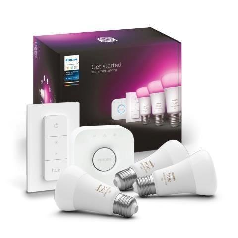 Philips Hue Bluetooth LED White and Color Ambiance set 3ks žárovek plus Hue Bridge můstek plus Hue Switch 8719514291355 E27 A60 9W 1100lm 2000-6500K RGB stmívatelné