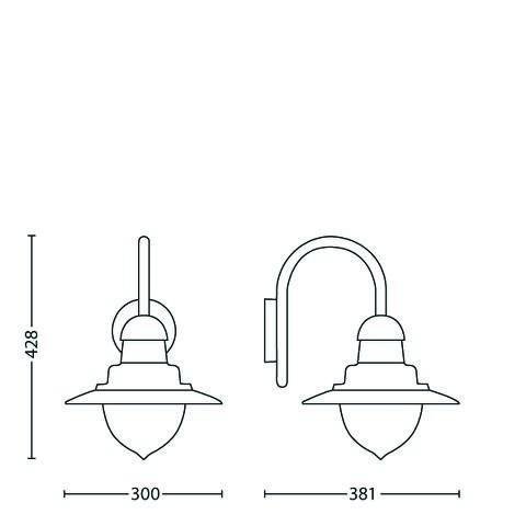 PH 01652/06/PN Raindrop SVÍTIDLO VENKOVNÍ NÁSTĚNNÉ E27 max. 60W, IP44, bronz - PHILIPS (915005693401) (obrázek 3)