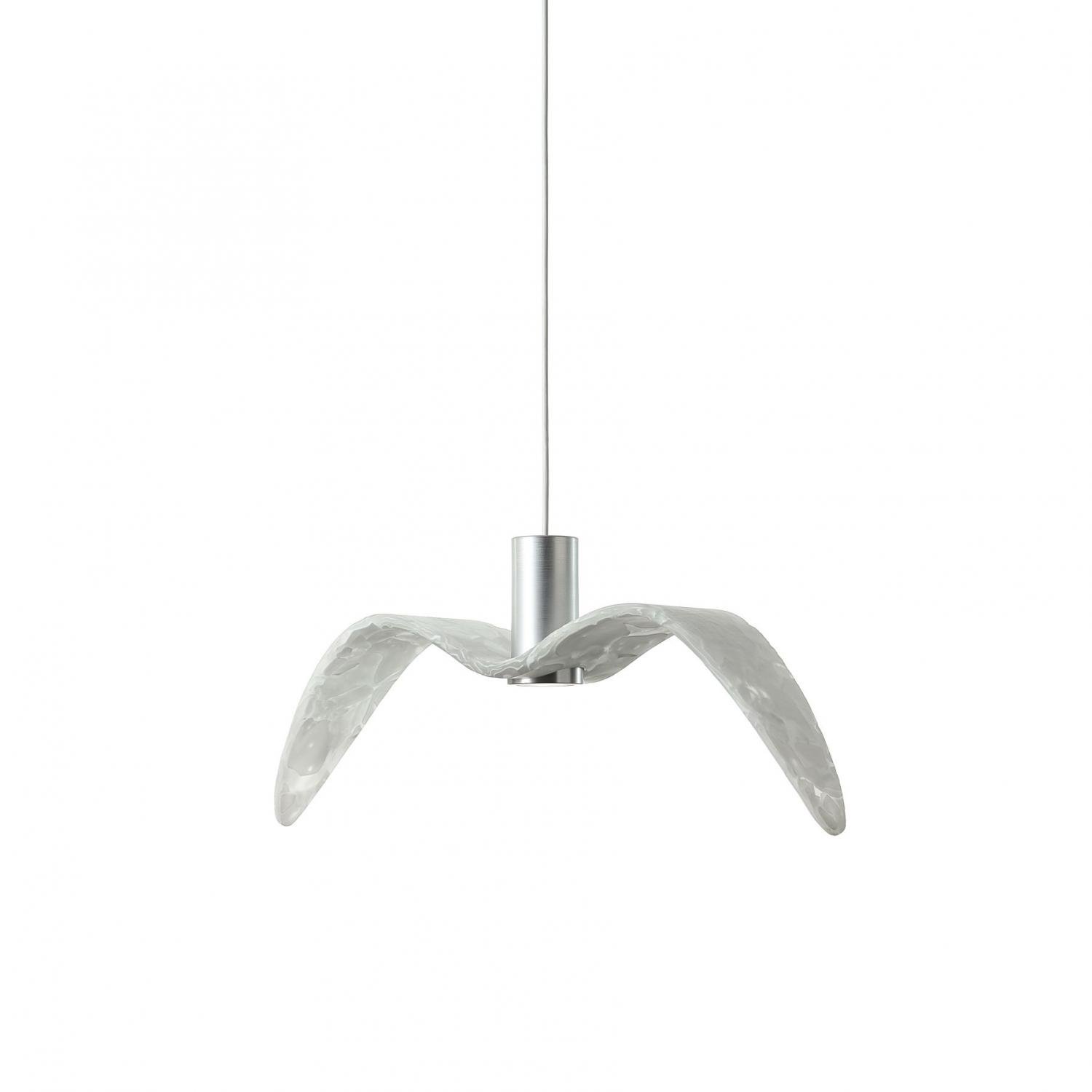 Levně BRO PC01113_001 Night Birds Exterior, závěsné svítidlo, 6,5W LED, triplex opal sklo BROKISGLASS mat / stříbrný elox / bílý kabel, délka 61cm, IP54 - BROKIS A