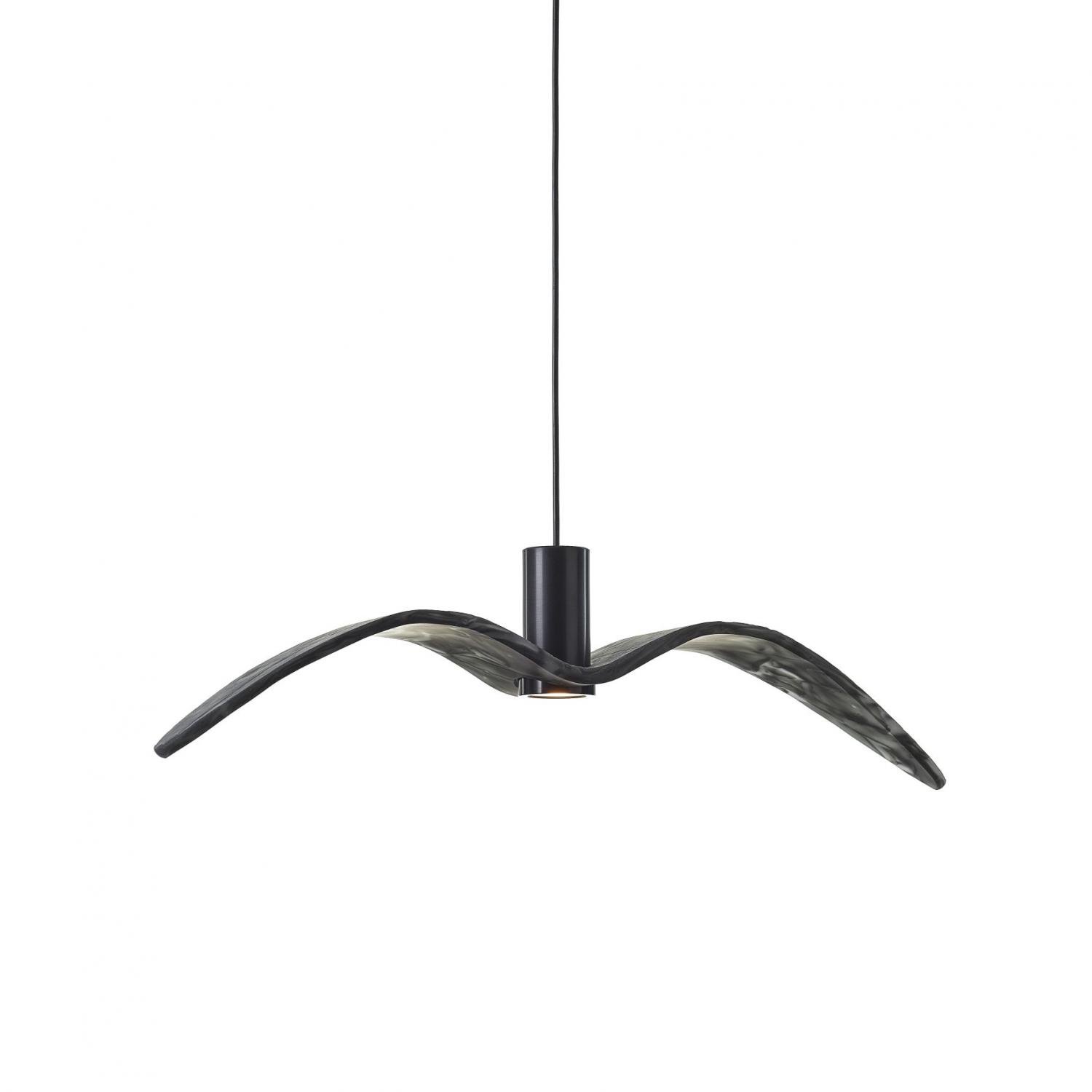 Levně BRO PC01112_003 Night Birds Exterior, závěsné svítidlo, 6,5W LED, šedé kouřové sklo BROKISGLASS / černý elox / kabel černý, délka 73cm, IP54 - BROKIS