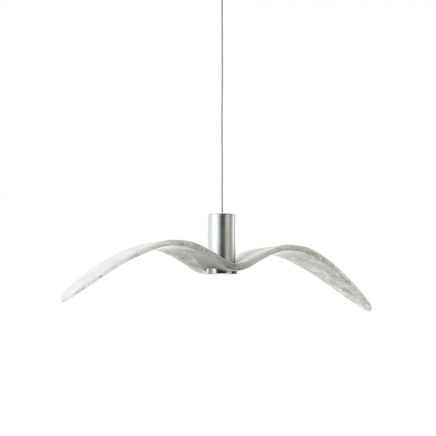 Levně BRO PC01112_001 Night Birds Exterior, závěsné svítidlo, 6,5W LED, triplex opal sklo BROKISGLASS mat / stříbrný elox / kabel bílý, délka 73cm, IP54 - BROKIS A