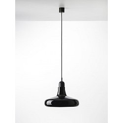 Obrázek pro produkt Shadows XL, závěsné svítidlo, ručně foukané sklo, lesklá černá / černý dub / černý kabel, prům. 39,5cm - BROKIS A