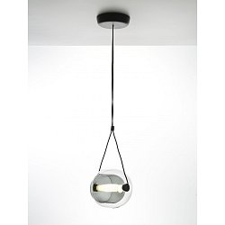 Obrázek pro produkt Capsula, závěsné svítidlo, vnější čiré + vnitřní šedé kouřové sklo / černý kov / černý kabel 7,5W LED 2700K, šířka 29,5cm - BROKIS A