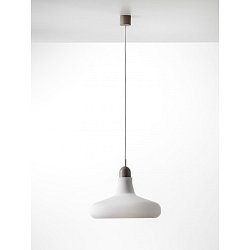 Obrázek pro produkt Shadows XL, závěsné svítidlo, ručně foukané sklo, triplex opál mat / voskovaný dub / bílý kabel, prům. 39,5cm - BROKIS A