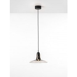 Obrázek pro produkt Shadows, závěsné svítidlo, ručně foukané sklo, hnědá kouřová / černý dub / černý kabel, 5W LED, prům. 28cm - BROKIS A