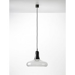 Obrázek pro produkt Shadows XL, závěsné svítidlo, ručně foukané sklo, šedá kouřová / černý dub / černý kabel, prům. 39,5cm - BROKIS A