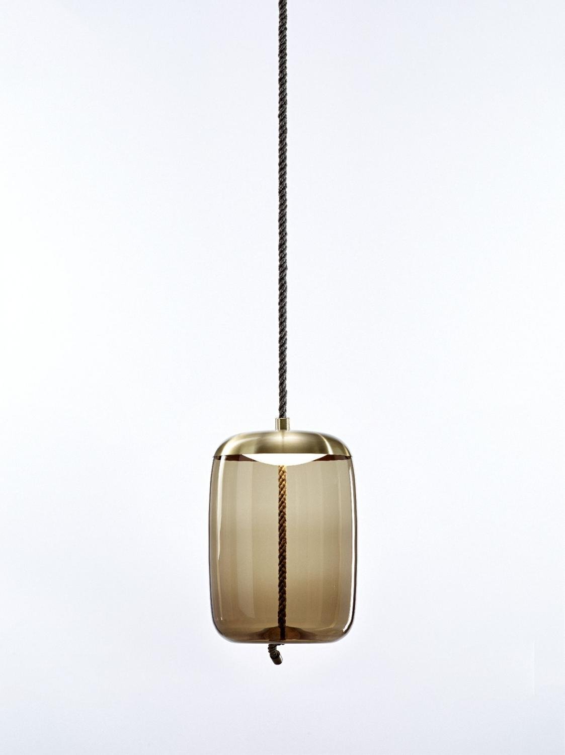 Levně BRO PC01019_006 Knot Cilindro, závěsné svítidlo, hnědé kouřové sklo / mosaz, 14W LED 2700K stmívatelné, prům.30cm - BROKIS A
