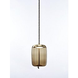 Obrázek pro produkt Knot Cilindro, závěsné svítidlo, hnědé kouřové sklo / mosaz, 14W LED 2700K stmívatelné, prům.30cm - BROKIS A
