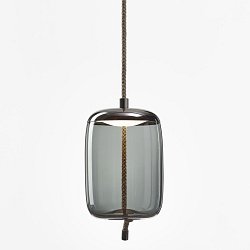 Obrázek pro produkt Knot Cilindro, závěsné svítidlo, šedé kouřové sklo / černý chrom, 14W LED 2700K stmívatelné, prům.30cm - BROKIS C