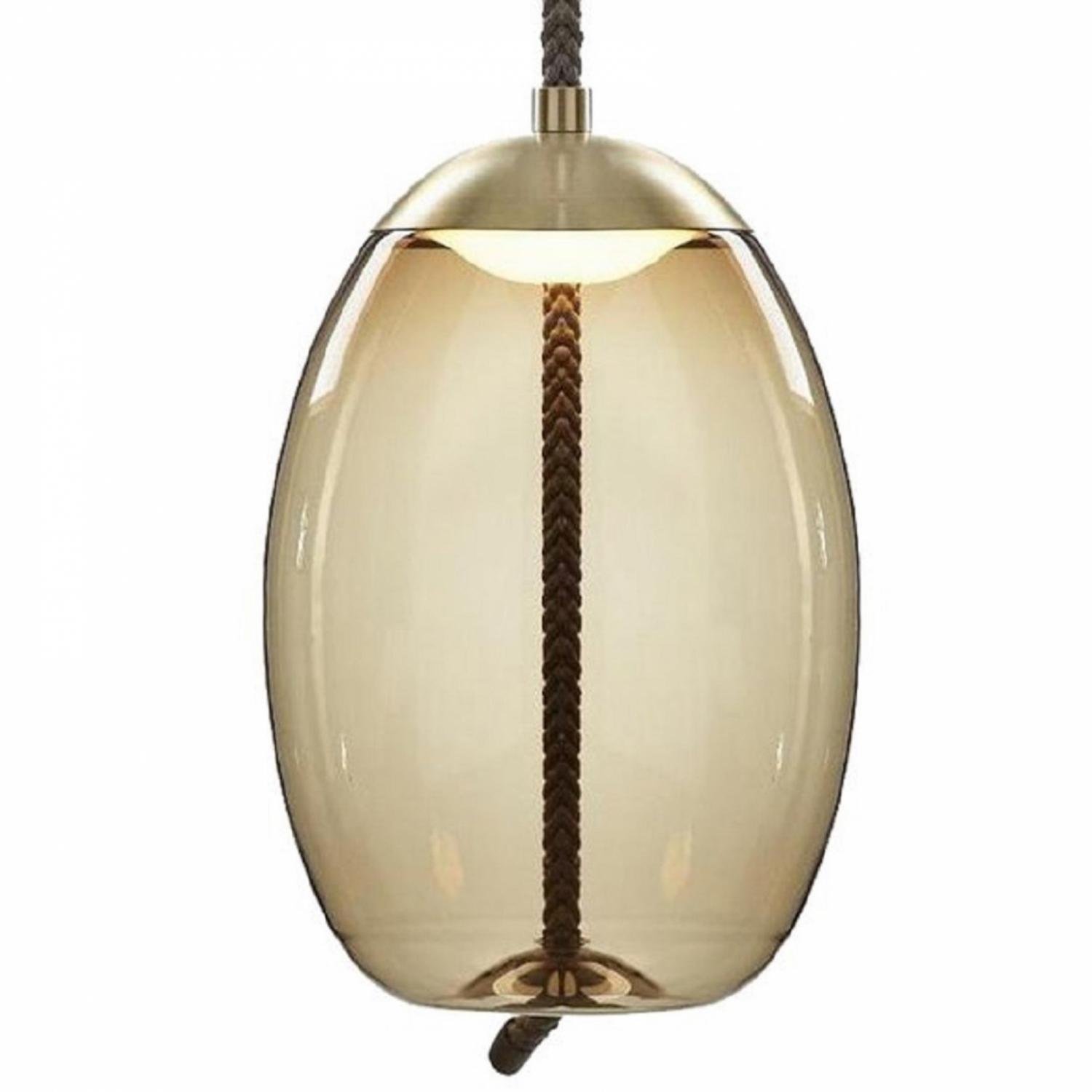 Levně BRO PC01018_006 Knot Uovo, závěsné svítidlo, hnědé kouřové sklo lesklé / mosaz, 14W LED 2700K stmívatelné, prům.30cm - BROKIS A