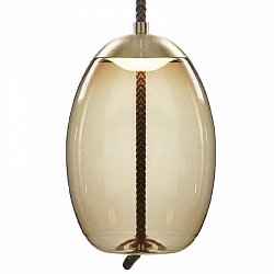 Obrázek pro produkt Knot Uovo, závěsné svítidlo, hnědé kouřové sklo lesklé / mosaz, 14W LED 2700K stmívatelné, prům.30cm - BROKIS A
