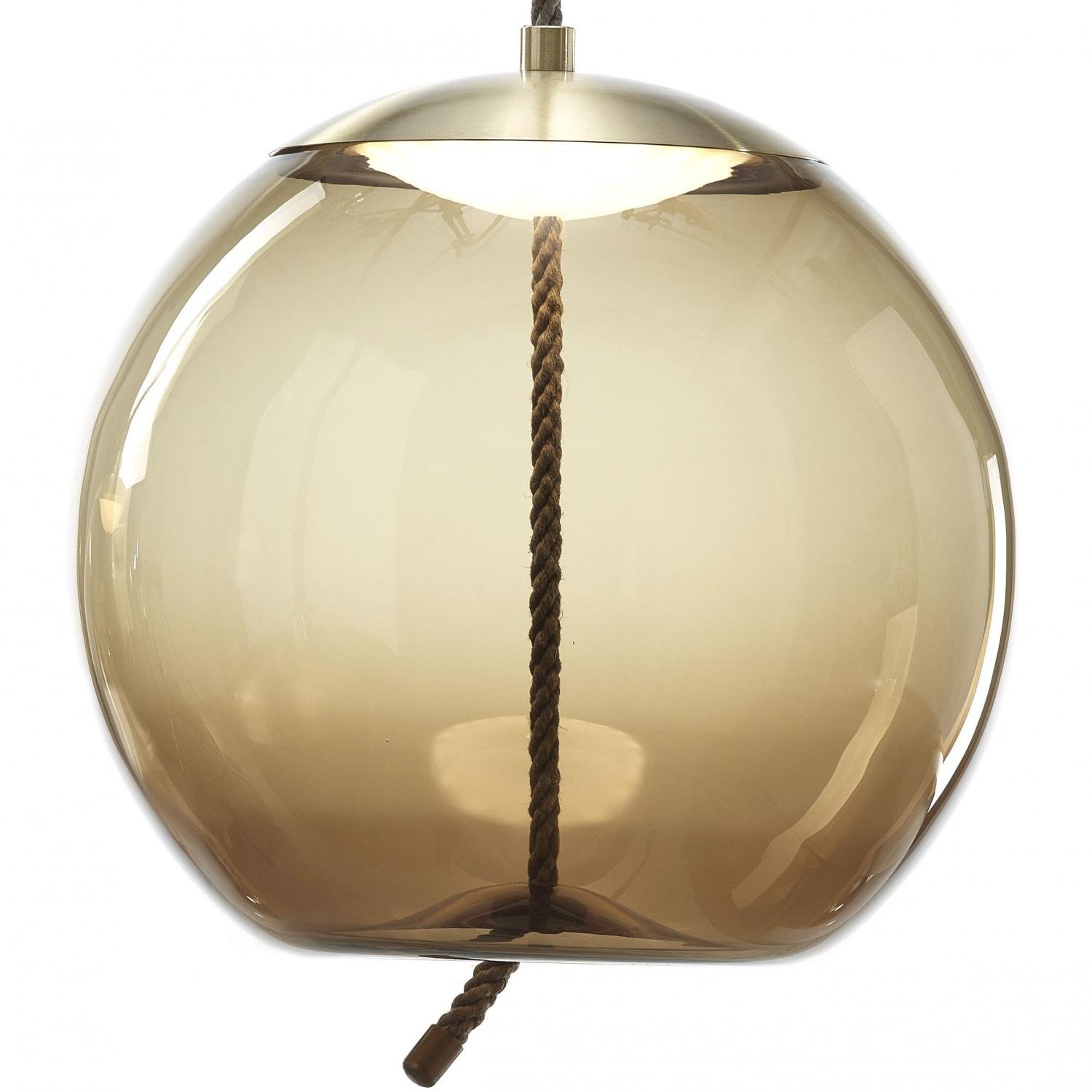 Levně BRO PC01016_006 Knot Sfera, závěsné svítidlo, hnědé kouřové sklo lesklé / mosaz, 14W LED 2700K stmívatelné, prům.50cm - BROKIS A