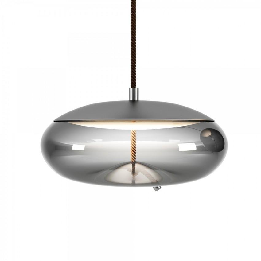 Levně BRO PC01017_004 Knot Disco, závěsné svítidlo, šedé kouřové sklo lesklé / černý chrom, 14W LED 2700K stmívatelné, prům.50cm - BROKIS C