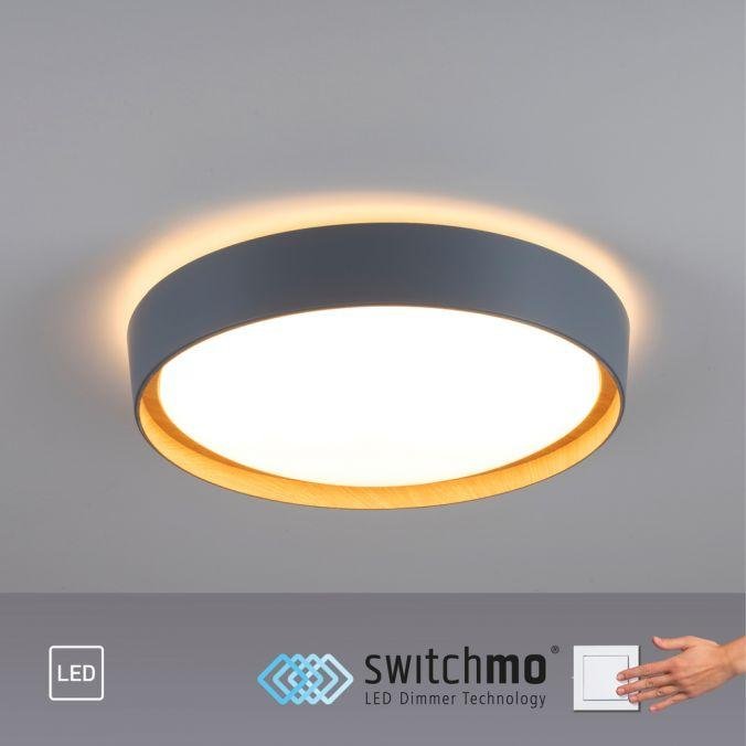 LD 14347-15 LED stropní svítidlo, kruhové, pr. 40 cm, stmívatelné, šedá, dekor dřeva, krokově stmívatelné, 3000K - JUST LIGHT (obrázek 8)