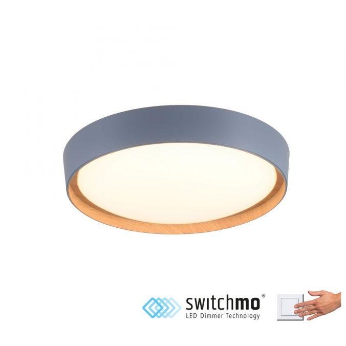 LD 14347-15 LED stropní svítidlo, kruhové, pr. 40 cm, stmívatelné, šedá, dekor dřeva, krokově stmívatelné, 3000K - JUST LIGHT (obrázek 9)