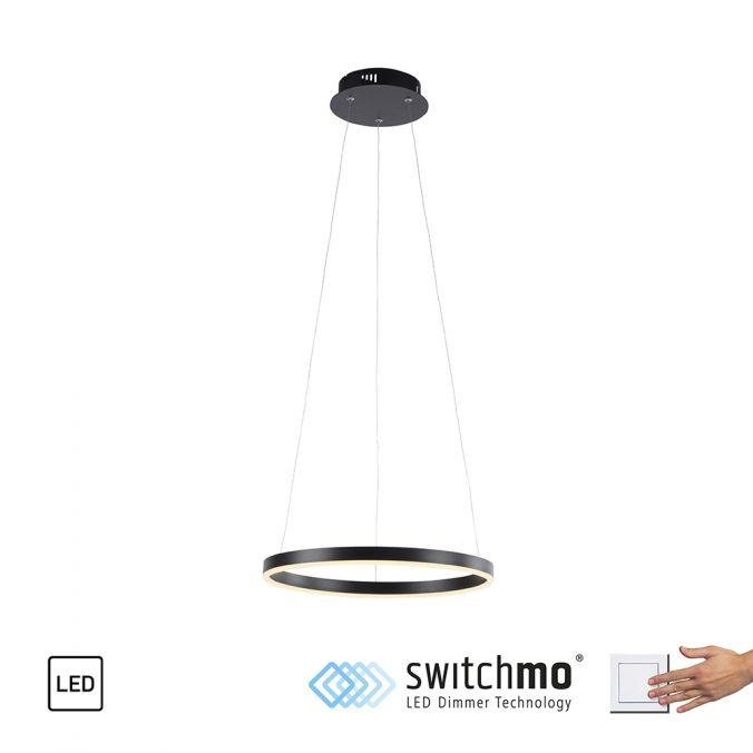 LD 15393-13 RITUS LED závěsné svítidlo antracit, kruhové pr.40cm, stmívatelné, Switchmo, teplá bílá krokově stmívatelné 3000K - LEUCHTEN DIREKT / JUST LIGHT