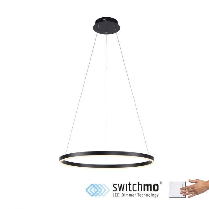 LD 15394-13 RITUS LED závěsné svítidlo antracit, kruhové, pr.60cm, stmívatelné, Switchmo, teplá bílá krokově stmívatelné 3000K - LEUCHTEN DIREKT / JUST LIGHT