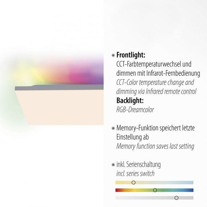 LD 15562-16 CONRAD LED stropní svítidlo 100,5x25,5cm, bílé, hranaté, RGB+CCT, stmívatelné, panel RGB+2700-5000K - LEUCHTEN DIREKT / JUST LIGHT (obrázek 3)