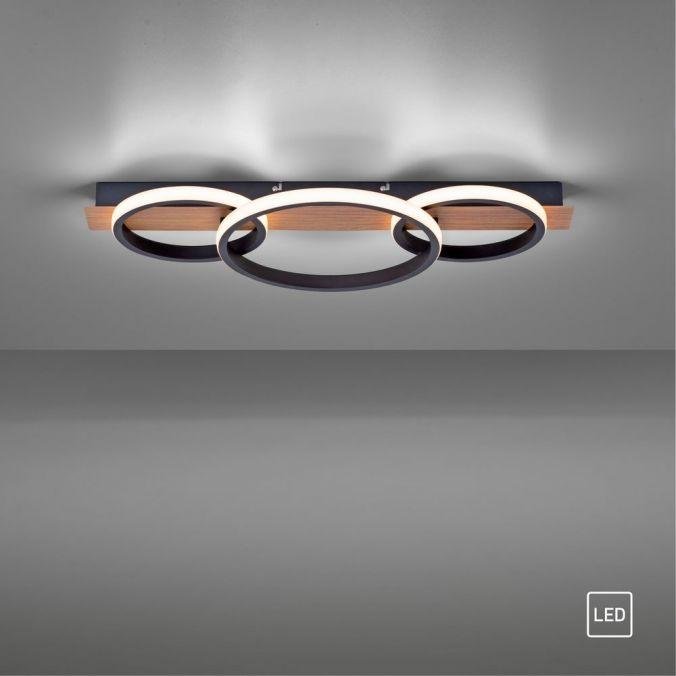 LD 15616-78 TROOPER LED stropní svítidlo, dřevodekor, 3 kruhy, černá, moderní 3000K - LEUCHTEN DIREKT / JUST LIGHT (obrázek 3)