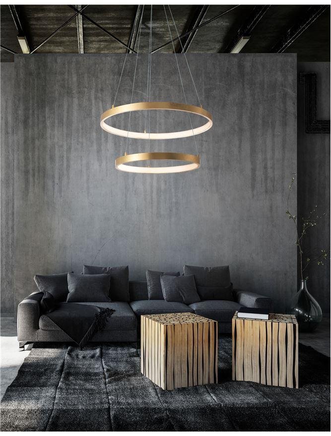 NV 8100281 Závěsné svítidlo LEON plátkovaný zlatý hliník a akryl nastavitelné LED 65W 230V 3000K IP20 stmívatelné - NOVA LUCE