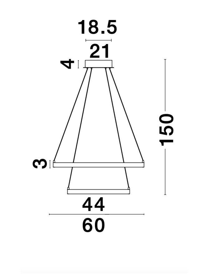 NV 8100281 Závěsné svítidlo LEON plátkovaný zlatý hliník a akryl nastavitelné LED 65W 230V 3000K IP20 stmívatelné - NOVA LUCE (obrázek 7)