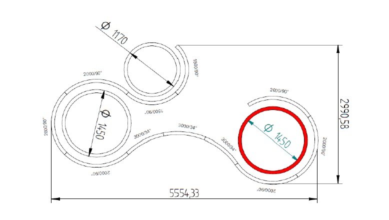 ARCHI SBS/110A/GI1220/DI/4K/BL/DA-SE Závěsné svítidlo BELO (sestava VLNA+KRUHY) černá / červená direct/indirect DALI - Archilight (obrázek 5)