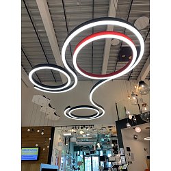 Obrázek pro produkt Závěsné svítidlo BELO (sestava VLNA+KRUHY) černá / červená direct ON/OFF - Archilight

