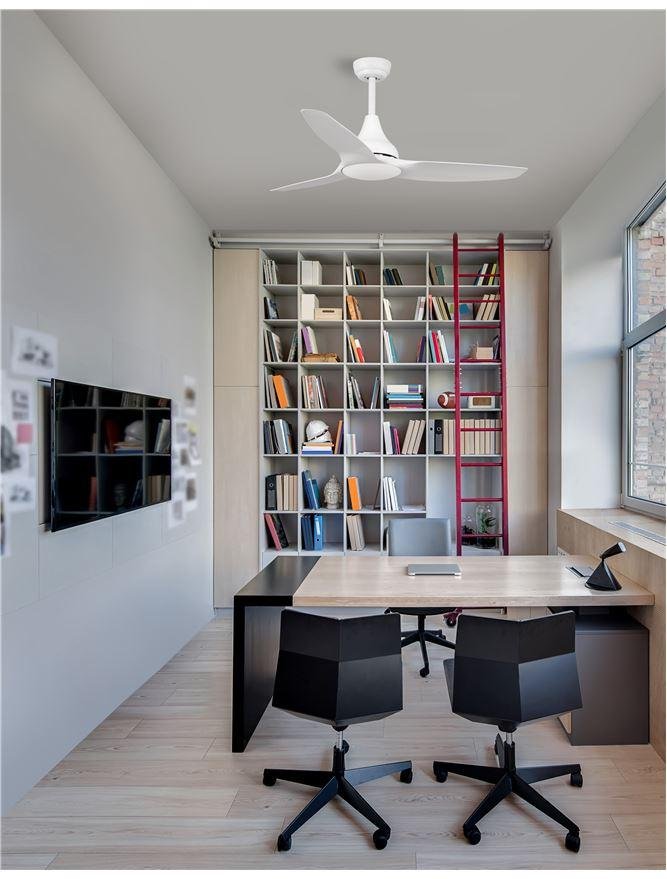 NV 5267301 Stropní ventilátor se světlem SAMOA tělo z oceli matná černá a sklo 3ABS černé listy LED 18W 3000K - NOVA LUCE