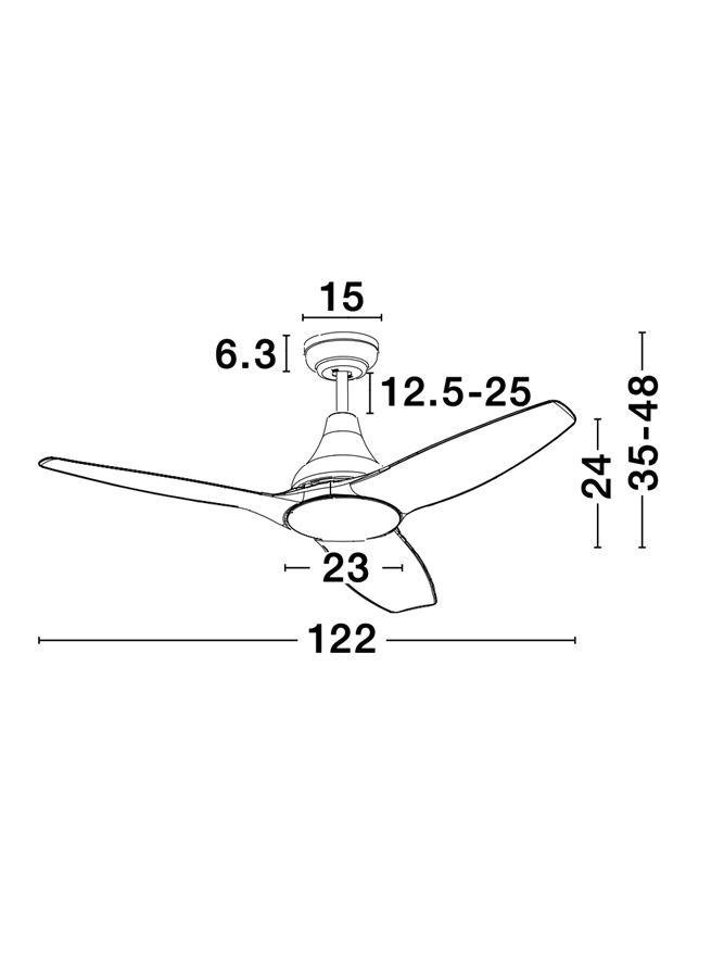 NV 5267301 Stropní ventilátor se světlem SAMOA tělo z oceli matná bílá a sklo 3ABS LED 18W 3000K - NOVA LUCE (obrázek 7)