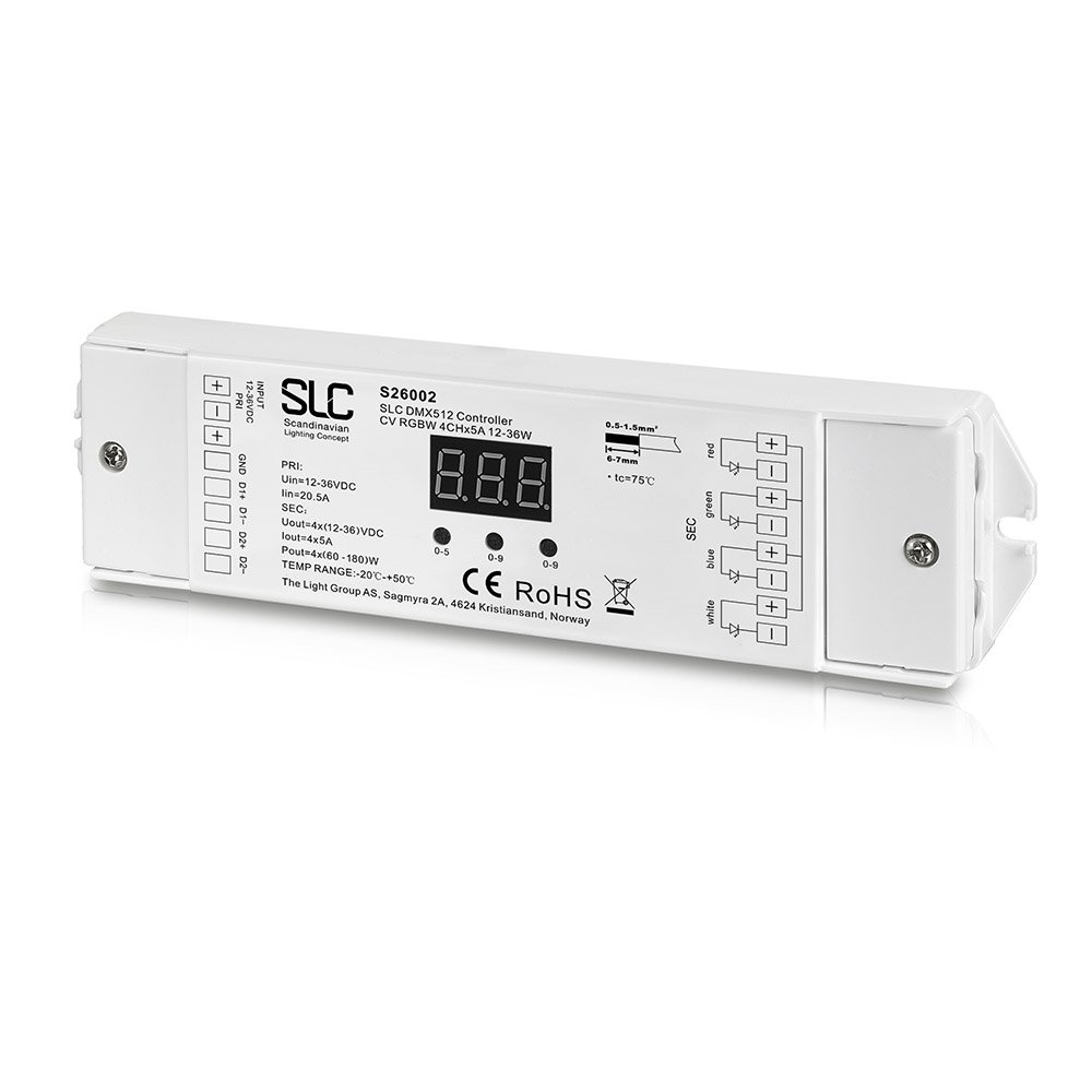 SLC S26002 SLC DMX Controller CV 4x5A 12-36V RGBW - TLG
