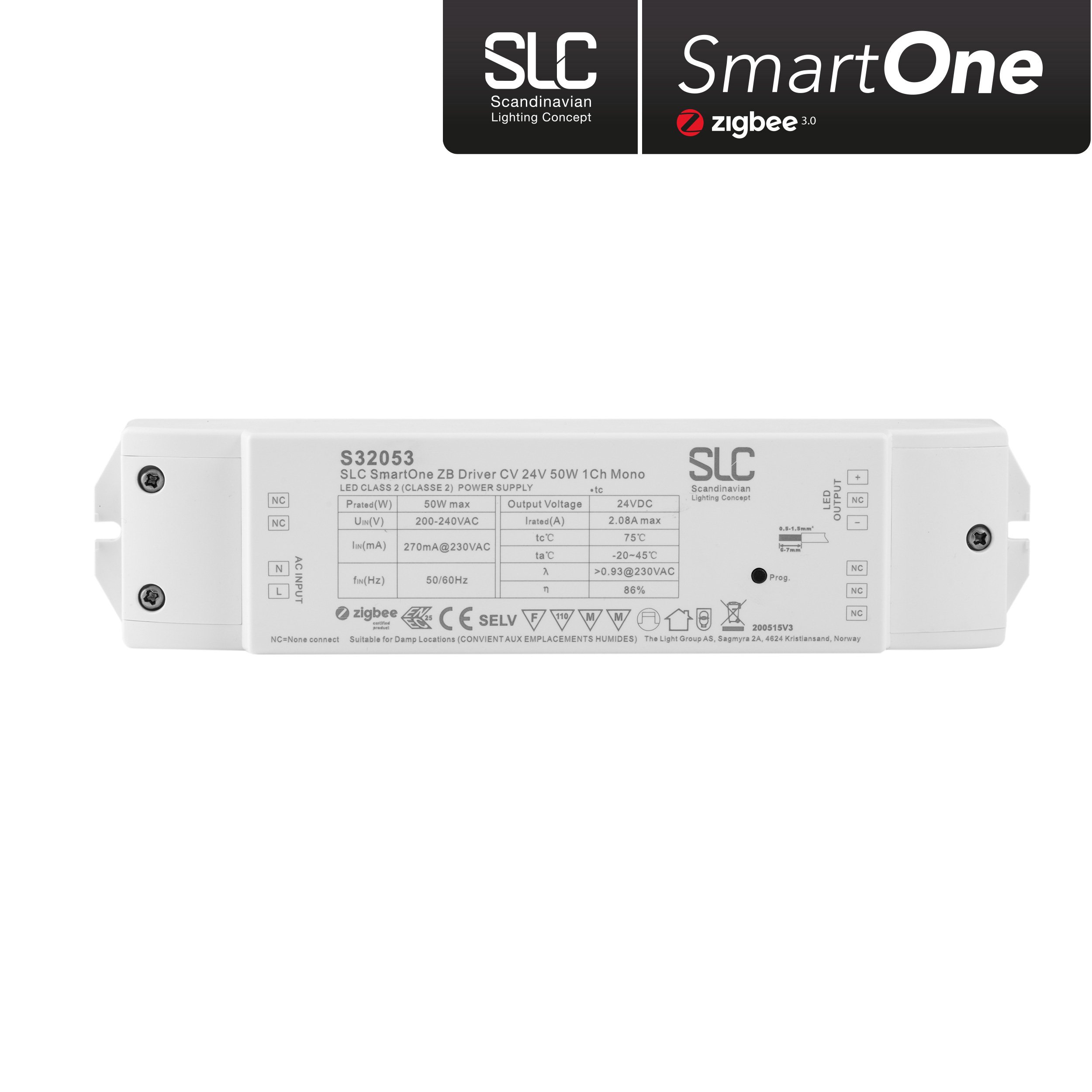 SLC S32053 SLC SmartOne Power Supply CV 24V 50W Mono Zigbee - TLG