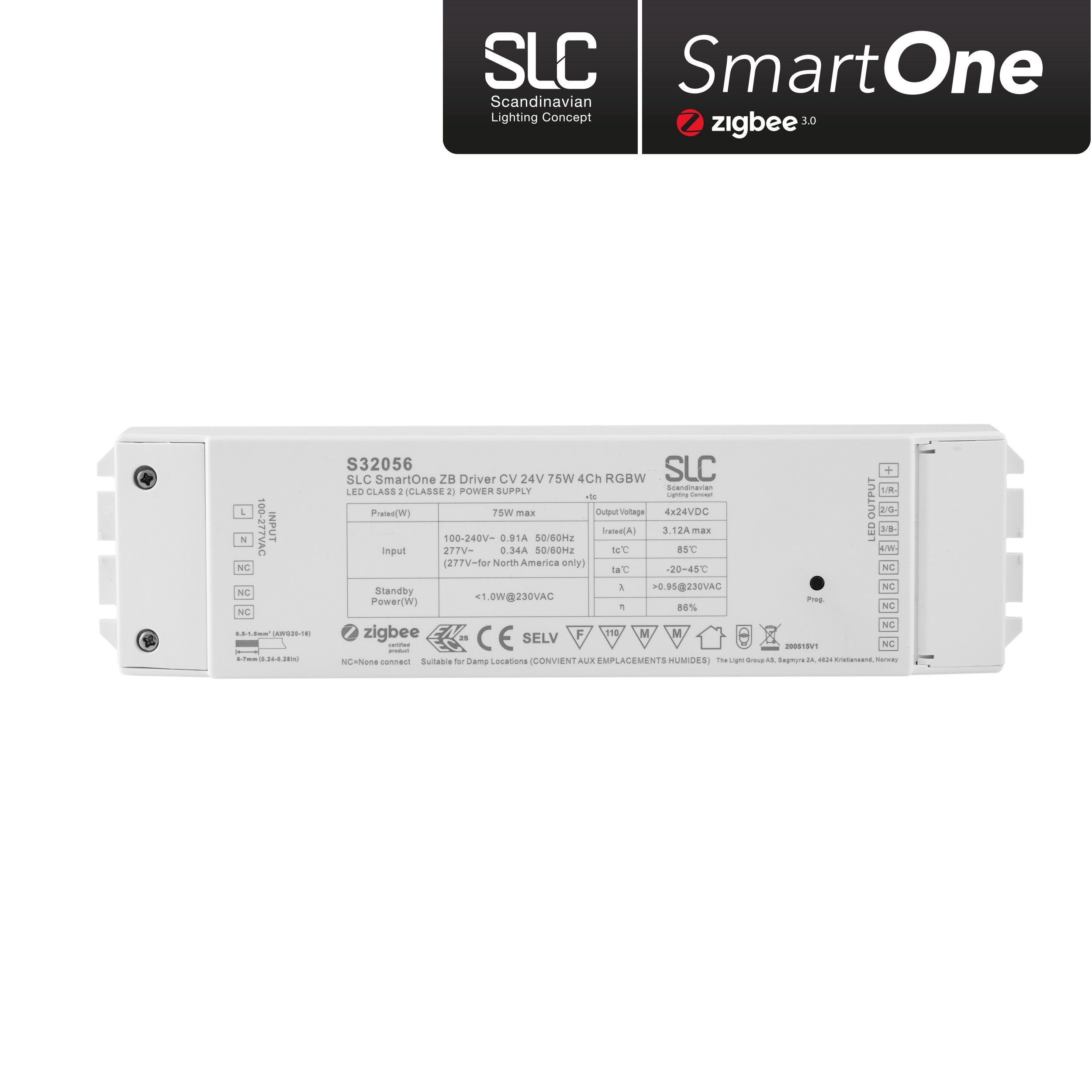 SLC S32056 SLC SmartOne Power Supply CV 24V 75W RGB/RGBW Zigbee - TLG