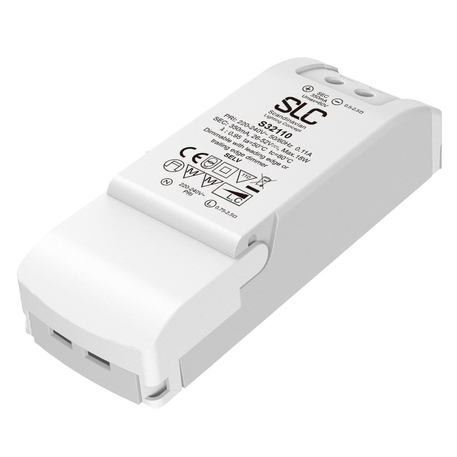 SLC S32110 SLC LED-driver CC 350mA 18W 26-52VDC Trailing Edge - TLG