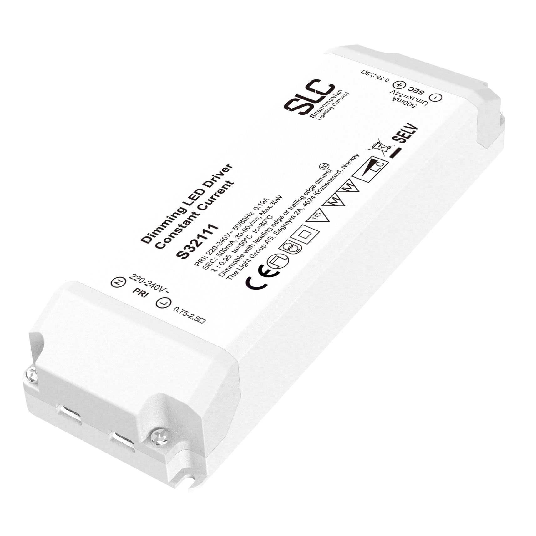 SLC S32111 SLC LED-driver CC 500mA 30W 30-60VDC Trailing Edge - TLG