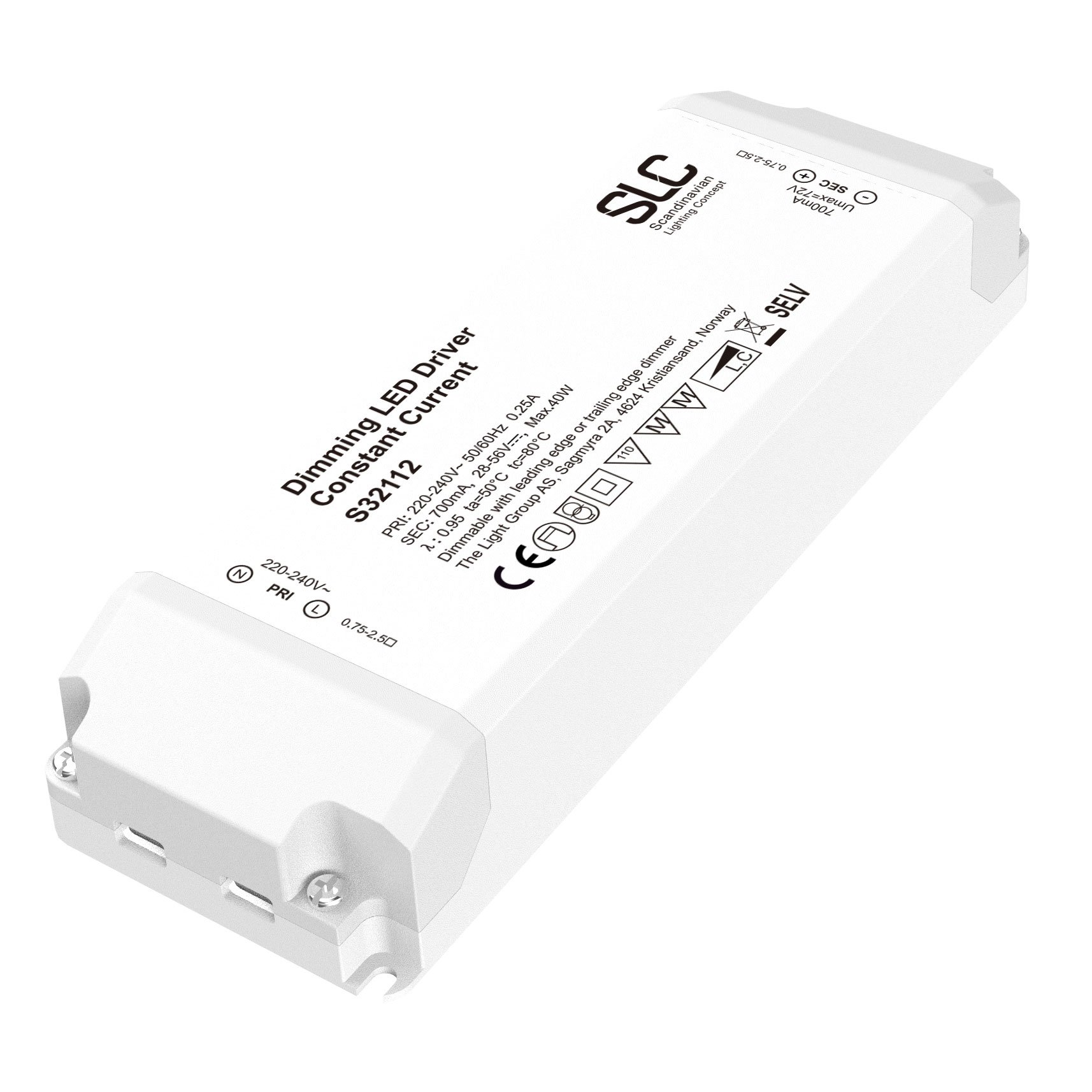 SLC S32112 SLC LED-driver CC 700mA 40W 28-56VDC Trailing Edge - TLG