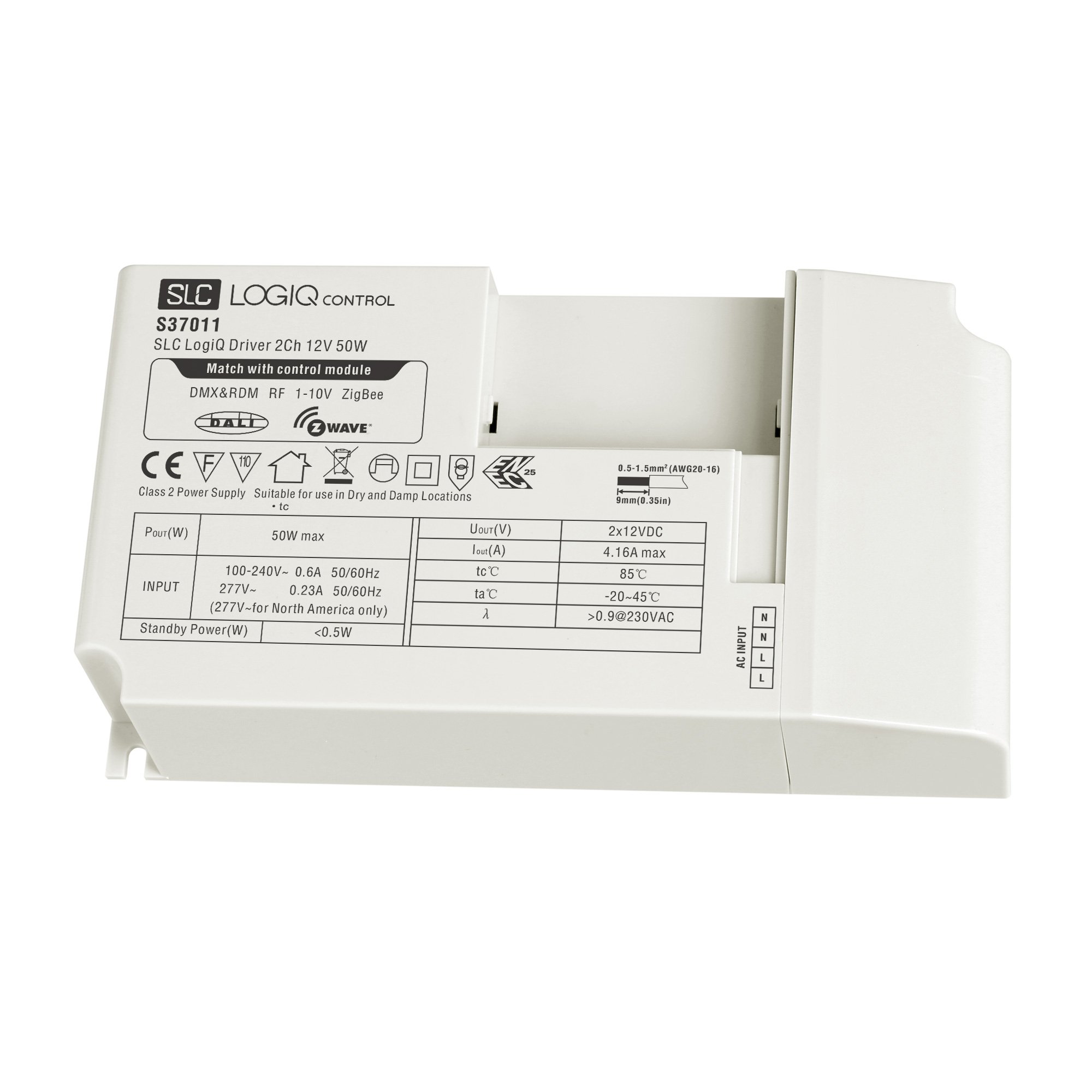 SLC S37011 SLC LogiQ LED Driver CV 12VDC 50W 2CH - TLG