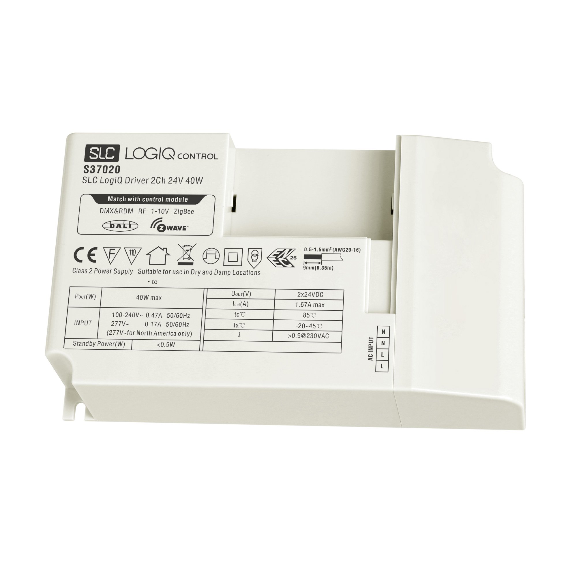 SLC S37020 SLC LogiQ LED Driver CV 24VDC 40W 2CH - TLG