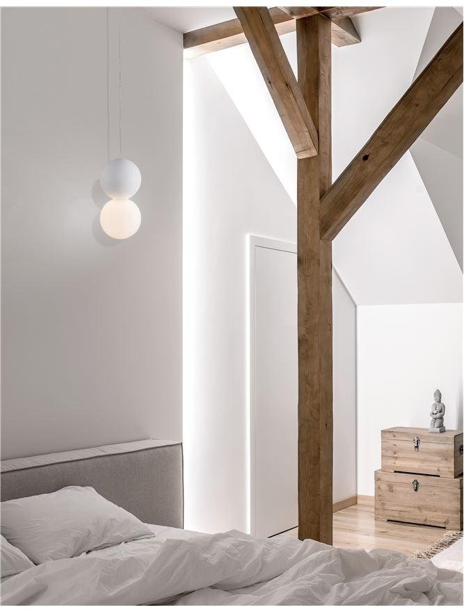 NV 9704192 Závěsné svítidlo ZERO bílá sádra opálové sklo a bílý hliník G9 1x5W IP20 220-240V bez žárovky - NOVA LUCE
