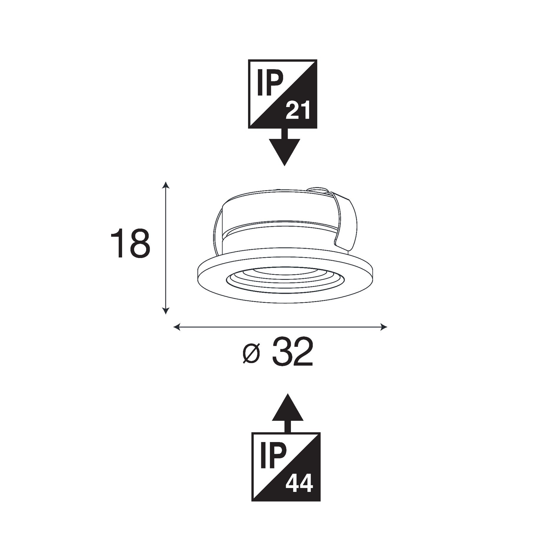 SLC SLC1204 Vestavné LED svítidlo MiniOne Fixed 2,1 W 3 V 2700 K stmívatelné IP44 32 mm 100° Ra90 bílé - TLG (obrázek 5)