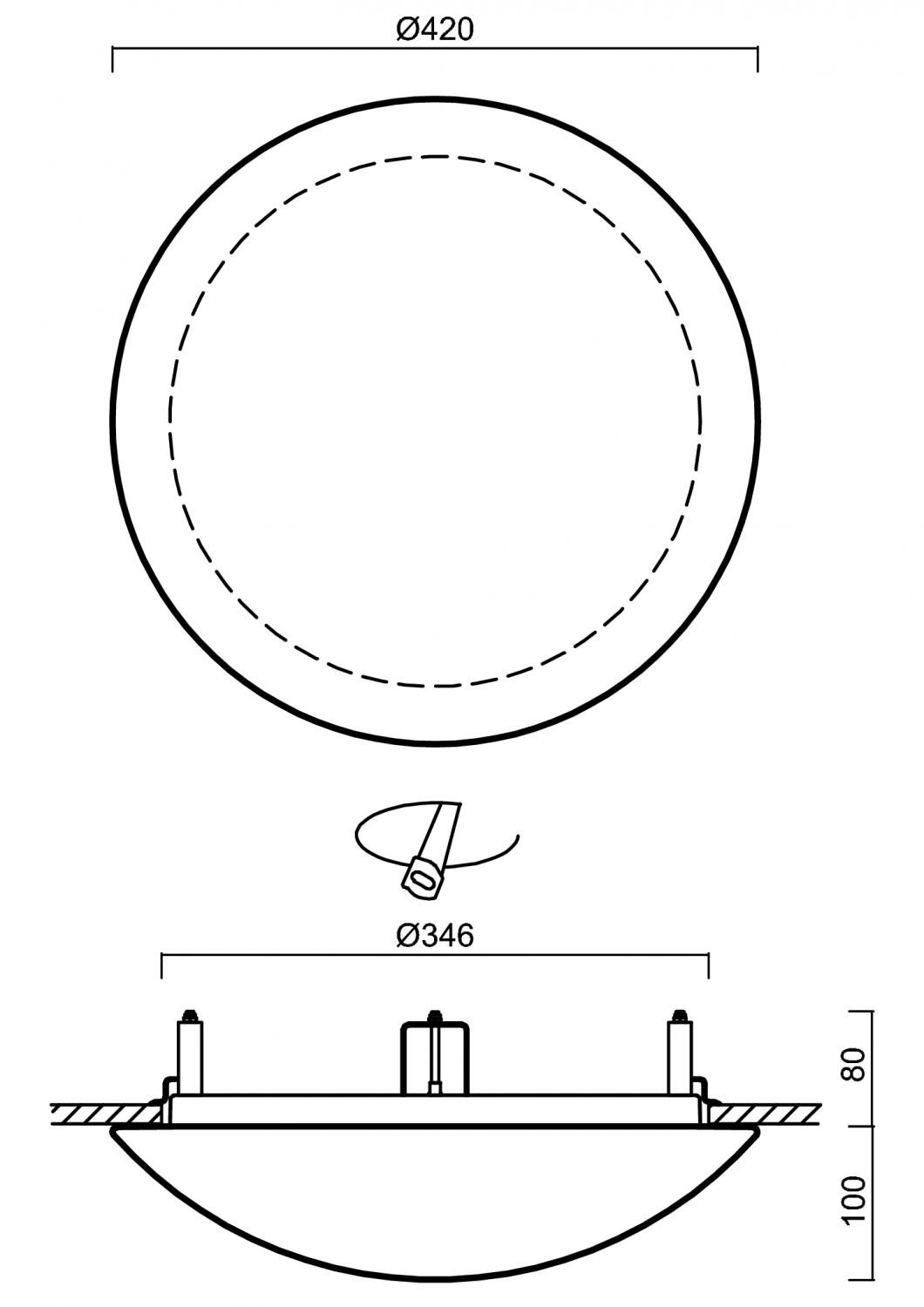 OS AUR68118 AURA V11 stropní/nástěnné skleněné polovestavné svítidlo bílá IP44 3000 K 27W LED HF nouzové kombinované 3 h (původní kód OS 68118) - OSMONT (obrázek 4)