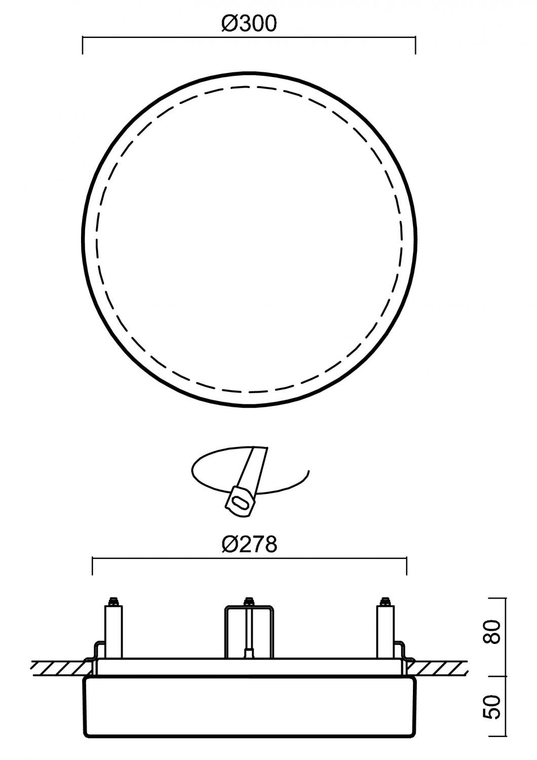 OS DEL69324 DELIA CV1 stropní/nástěnné plastové polovestavné svítidlo bílá / bílo - černá IP44 3000 K 14W LED HF nouzové kombinované 3 h (původní kód OS 69324) - OSMONT (obrázek 4)