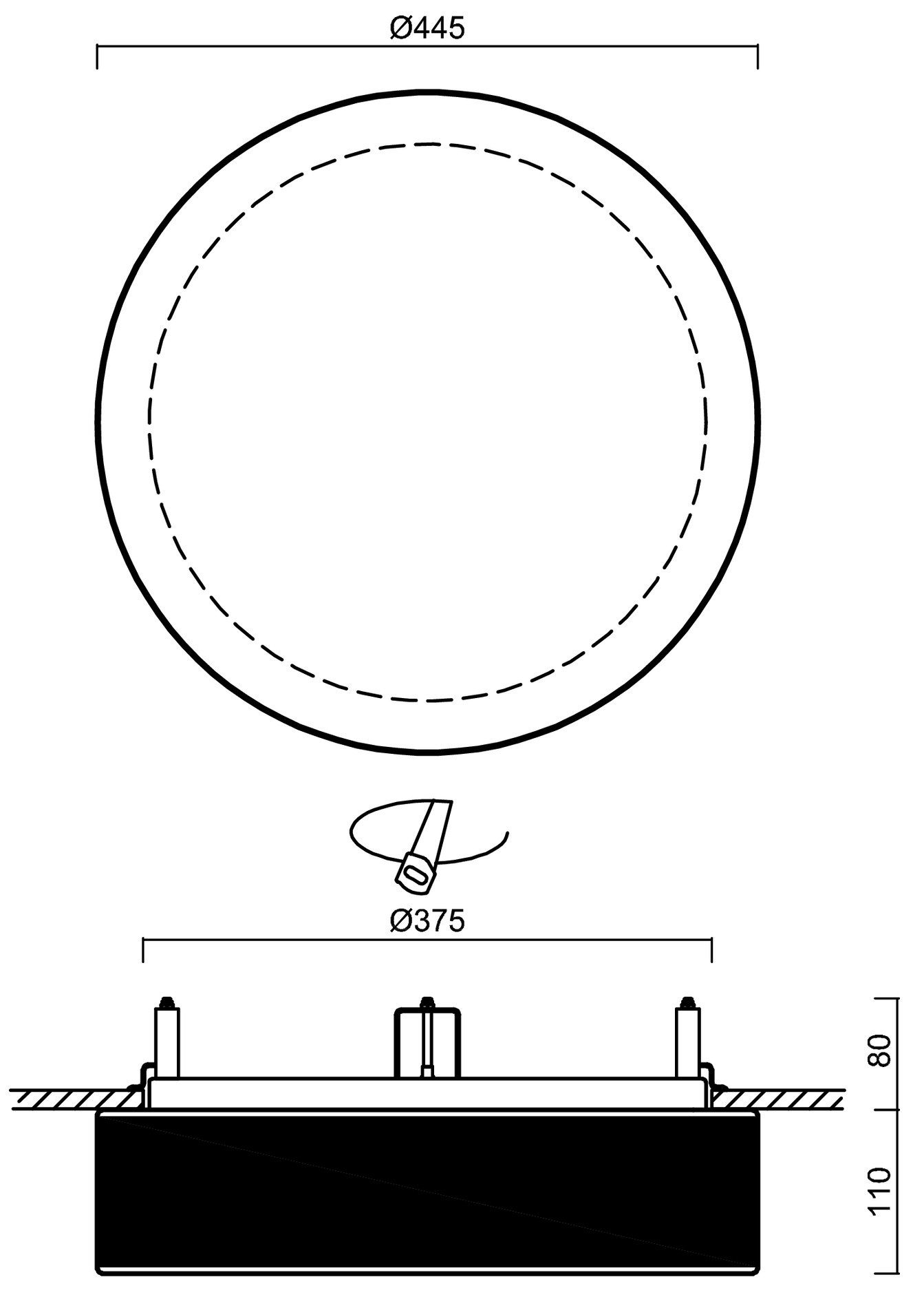 OS ERI67652 ERIS CV3 stropní/nástěnné skleněné polovestavné svítidlo bílá / bílo - černá IP44 4000 K 33W LED DALI HF (původní kód OS 67652) - OSMONT (obrázek 4)