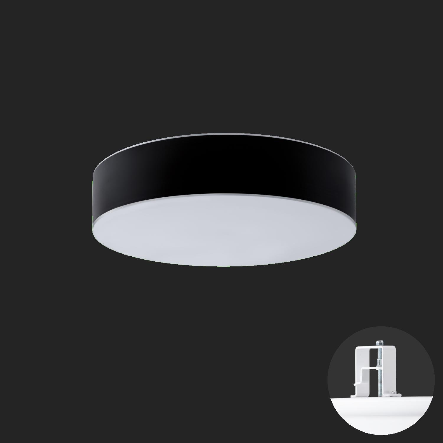 OS ERI67166 ERIS CV4 stropní/nástěnné skleněné polovestavné svítidlo bílá / bílo - černá IP44 3000 K 52W LED nouzové kombinované 3 h (původní kód OS 67166) - OSMONT