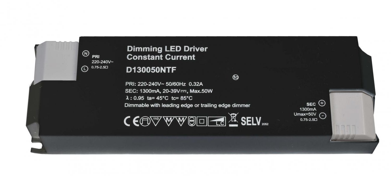 Deko-Light napájení BASIC, DIM, CC, D130050NTF/50W konstantní proud 1050 mA IP20 stmívatelné 20-39V DC 25,00-50,00 W 862211