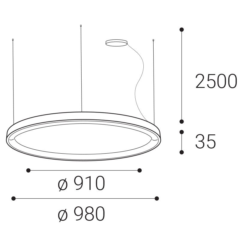 LED2 3273353D Svítidlo BELLA SLIM 98 P-Z, B DIM 80W 2CCT 3000K/4000K závěsné černá - LED2 Lighting (obrázek 3)