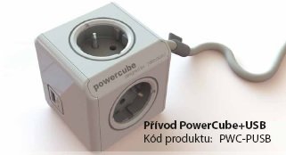 PWC-PUSB Prodlužovací přívod PowerCube 1,5m se 4 zásuvkami + 1x USB - AULIX