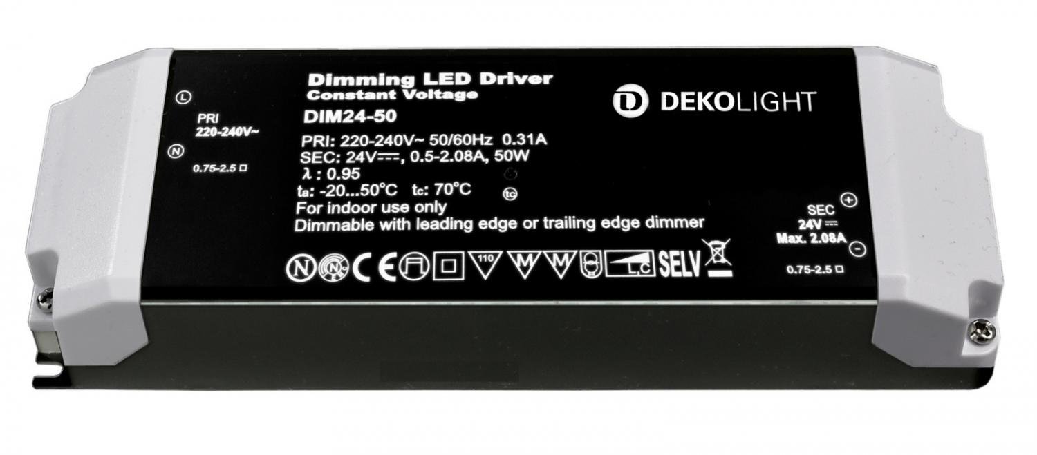 IMPR 862222 Deko-Light LED-napájení BASIC, DIM, CV, 24V 12-50W konstantní napětí 500-2080 mA IP20 stmívatelné 24V DC 12,00-50,00 W - LIGHT IMPRESSIONS