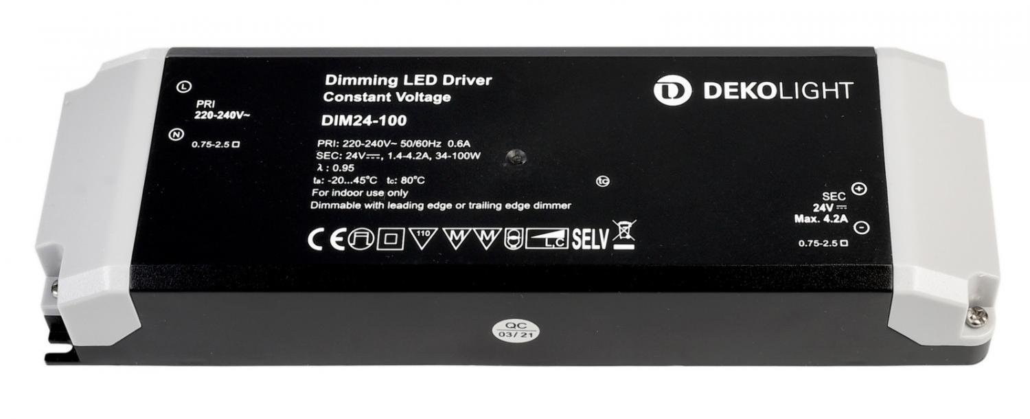 IMPR 862242 Deko-Light LED-napájení BASIC, DIM, CV, 24V 34-100W konstantní napětí 1420-4165 mA IP20 stmívatelné 24V DC 34,00-100,00 W - LIGHT IMPRESSIONS